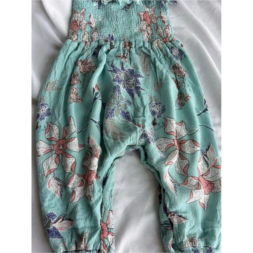 12M Girls' Floral Mint Jumpsuit Romper